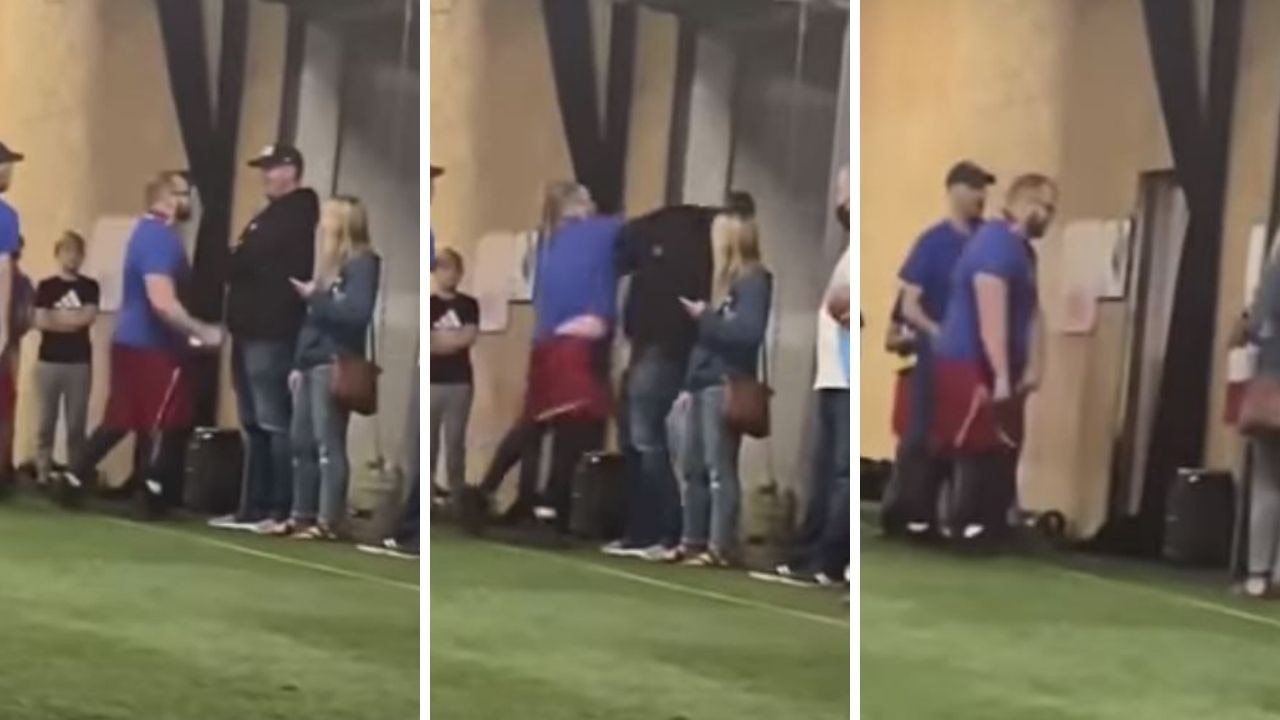 A youth football coach sucker-punched a parent.