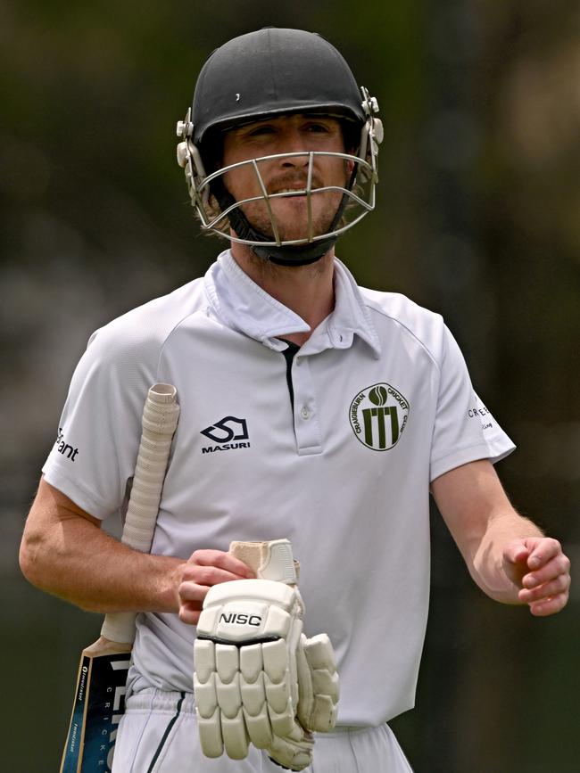 Craigieburn’s Sam Laffan is disappointed with his dismissal. Picture: Andy Brownbill