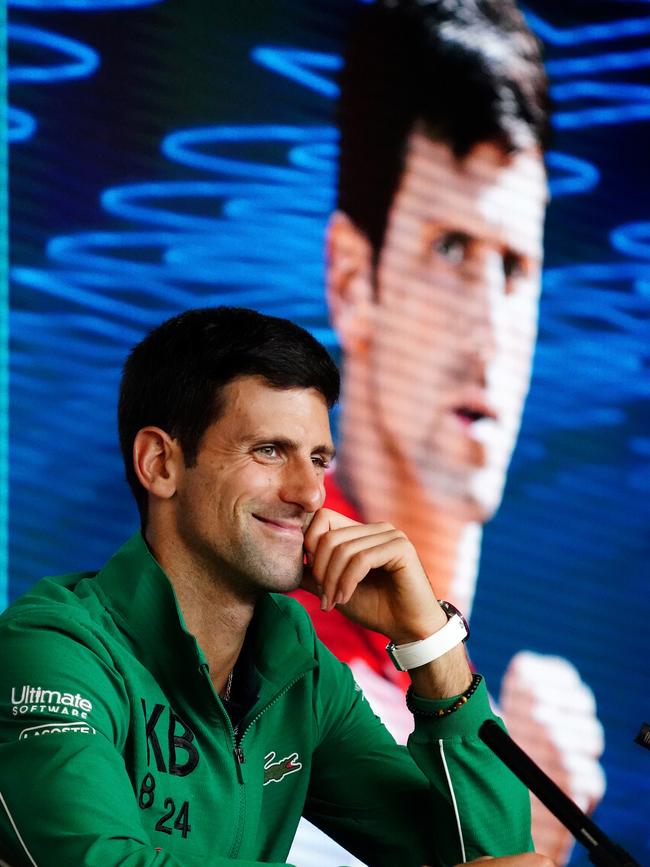 Serbian Novak Djokovic talks about his win at the 2020 Australian Open. Picture: AAP Image/Dave Hunt