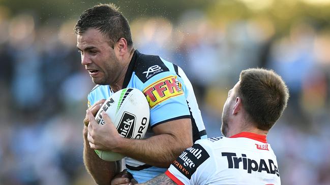 Wade Graham takes on the Dragons defence. Picture: AAP