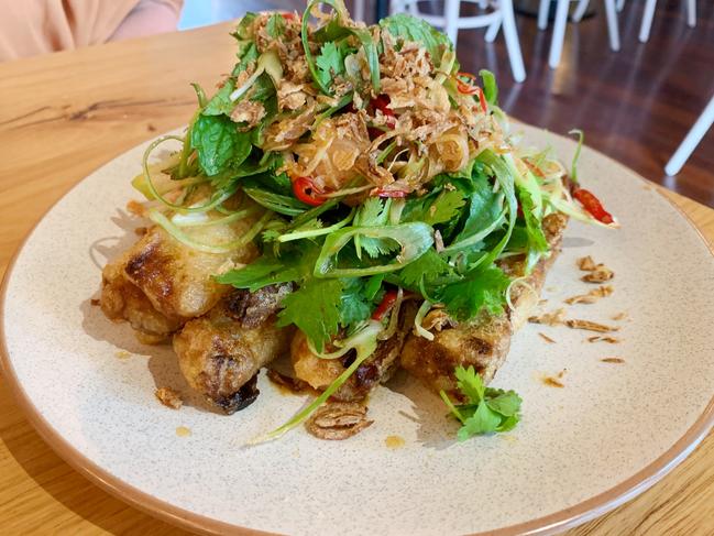 Crispy eggplant, chilli and coriander. Picture: Dianne Mattsson