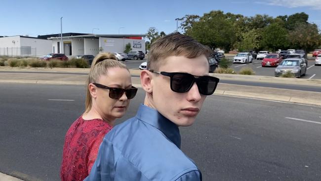 Alleged Munno Para stabber Jasper Donavon Kidd and his mother leave court. Picture: Brinley Duggan
