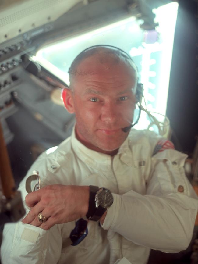 Aldrin on the way to the moon in 1969.