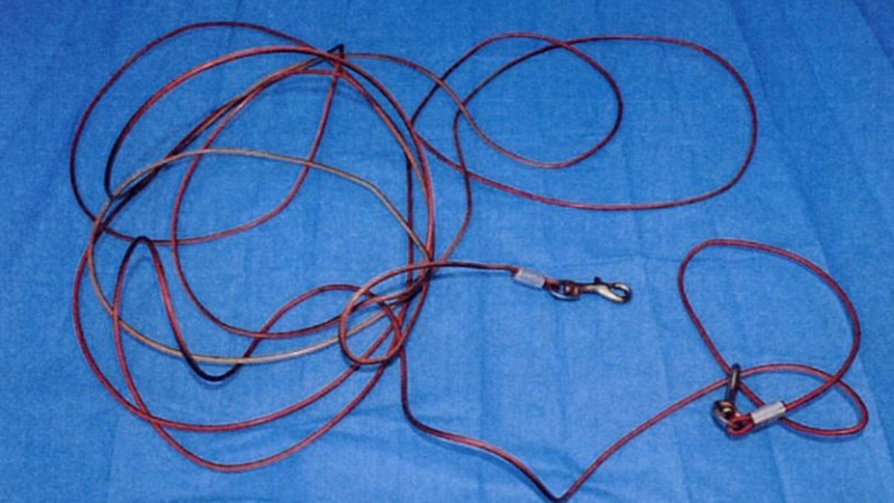 Police found this 8.5m bloodstained cord in scrub not far from where the body was dumped. Picture: NSW Police.