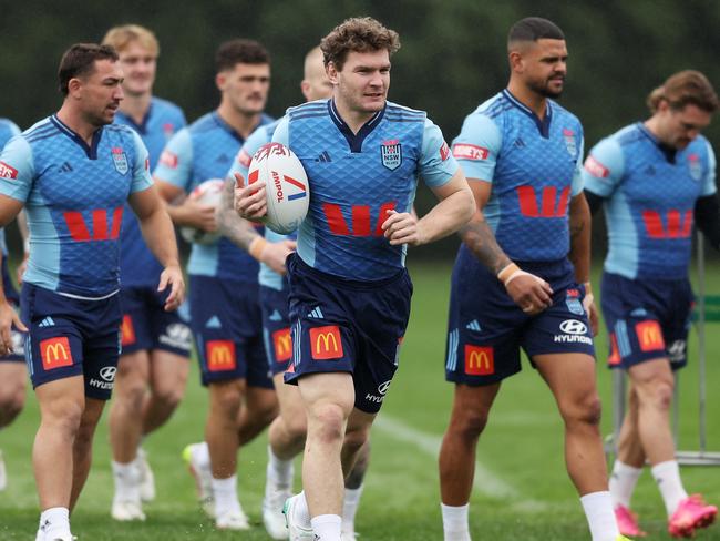 The Blues trained in torrential rain. Picture: Matt King/Getty Images