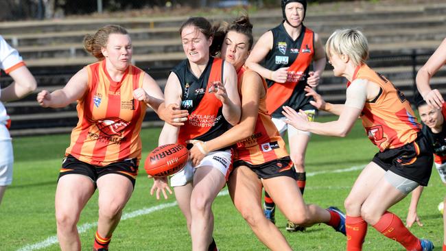 Action from this past season’s SA Women’s Football League grand final. Picture: Greg Higgs