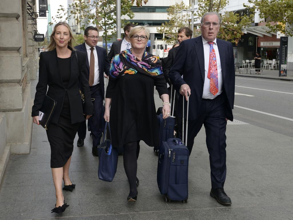 Senator Linda Reynolds outside the WA Supreme Court with her legal team. Picture: NewsWire / Sharon Smith