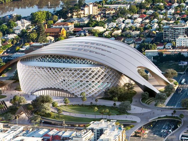 Gabba Olympic Precinct stadium render, designed by HAL Architects