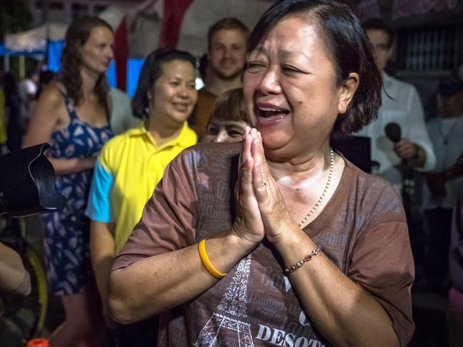 People celebrated when authorities announced the entire soccer team was safe. <br/>Picture: Getty Images