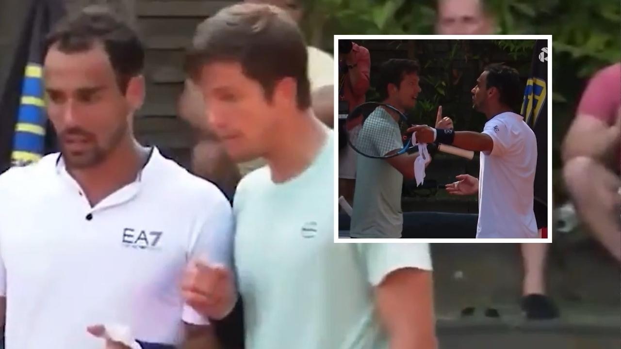 Fabio Fognini and Aljaz Bedene went at it. Photo: Twitter.