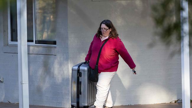 Ms Patterson arriving at her Leongatha home after three people died eating death cap mushrooms from a meal she had cooked. Picture: Jason Edwards