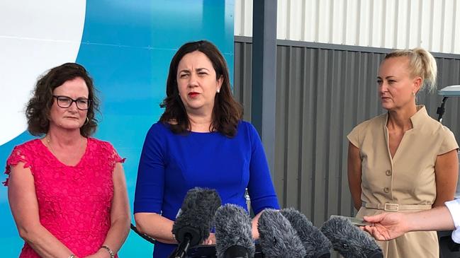 State Member for Lytton Joan Pease, Premier Annastacia Palaszczuk and Screen Queensland CEO Tracey Vieira at the announcment of the new studios. Picture: Paula Shearer