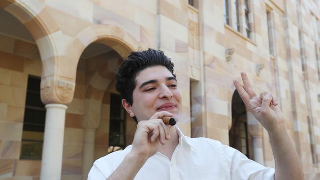 Drew Pavlou was happy with the announcement of the parliamentary inquiry into foreign influence at Australian universties. Picture: Annette Dew