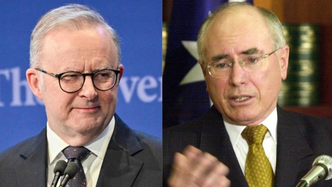 The contrast between Anthony Albanese and John Howard could not be clearer. Pictures: Brenton Edwards/NewsWire