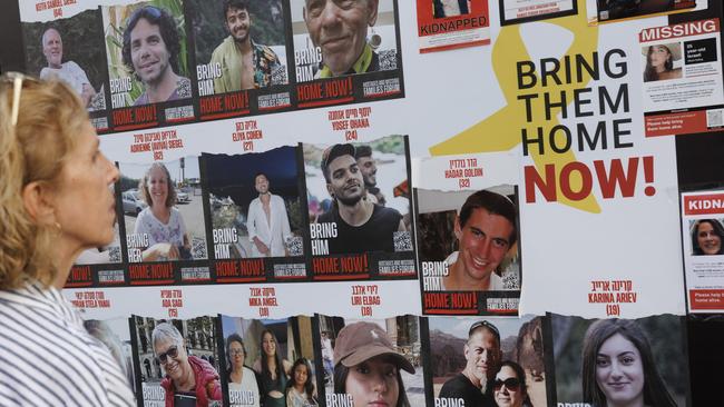 Friends and families of those taken hostage by Hamas gather to call for their return on October 31, 2023 in Tel Aviv, Israel. Picture: Dan Kitwood/Getty Images)