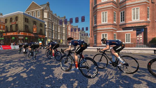 Bringing the real world to the virtual as riders tear along a cobblestoned surface. Picture: Supplied
