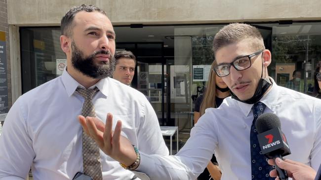 Rapper Chillinit (right) with lawyer Ahmed Dib (left) outside Sutherland Local Court.