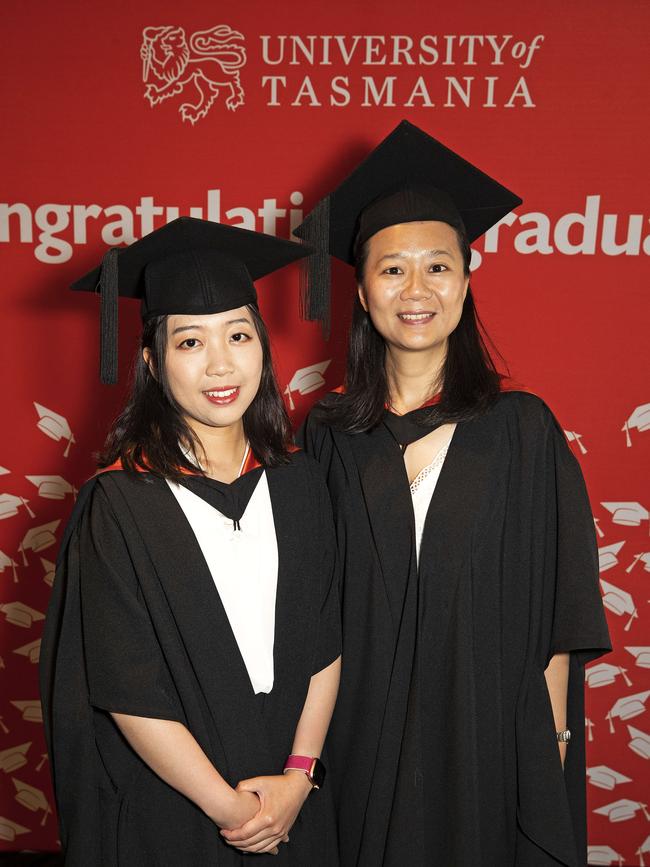UTAS graduations at Hobart, Yongxin Lao and Pei Fern Chong. Picture Chris Kidd