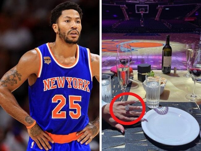 NBA star Derrick Rose proposed to his partner at Madison Square Garden.