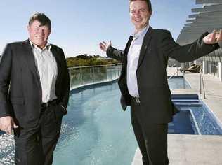 Warren Ramsey (left) and Trent Quinn are happy all the apartments at Aspire have been sold. Picture: David Nielsen