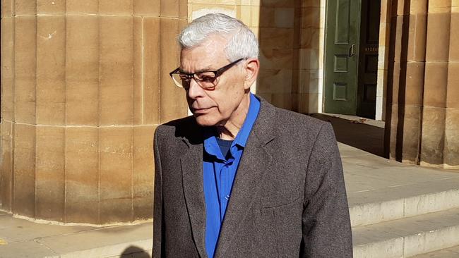 Malcolm Winston Day outside the Adelaide Magistrates Court, where he pleaded not guilty to child sex charges. Picture: Sean Fewster.
