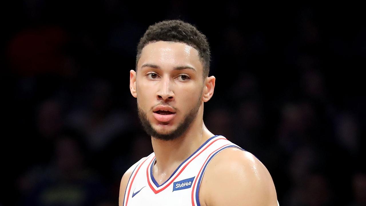 NEW YORK, NY - JANUARY 31: Ben Simmons #25 of the Philadelphia 76ers reacts in the first quarter against the Brooklyn Nets during their game at Barclays Center on January 31, 2018 in the Brooklyn borough of New York City. NOTE TO USER: User expressly acknowledges and agrees that, by downloading and or using this photograph, User is consenting to the terms and conditions of the Getty Images License Agreement. (Photo by Abbie Parr/Getty Images)