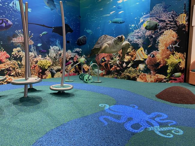 The Great Barrier Reef is front and centre at the new play space in Willows Shopping Centre. Picture: Leighton Smith.