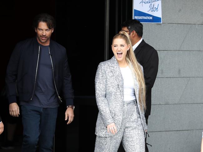 Australian Idol judges, Harry Connick Jr and Meghan Trainor, at the filming of auditions. Picture: Tim Hunter