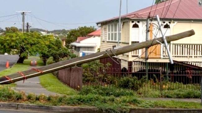 A power pole fell over and caused an Electrical Outage on St Leonards Street, Coorparoo, on Monday 25th December 2023 - Photo Supplied