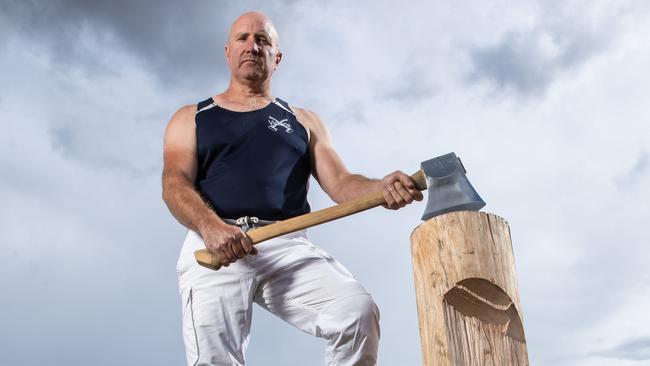 Brad Meyer, 51 Brad and his sons compete in wood chopping competitions. Brad is the president of the Victoria Axemen's Council. Wood chopping as a sport is under threat in Victoria logs are no longer available from Victorian State Forests. Wood chopping competitions require Alpine Ash logs which they can no longer access. Picture: Jason Edwards