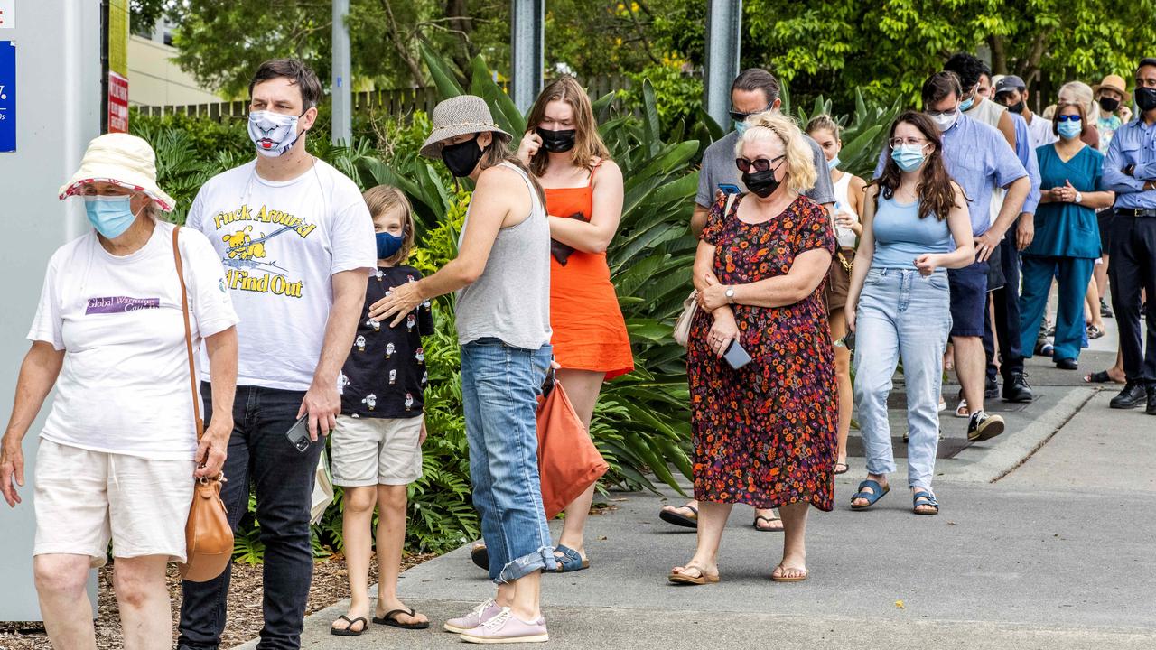 The Boxing Day testing queue at Princess Alexandra Hospital in Brisbane – which is one of the state’s larger centres. Picture: Richard Walker