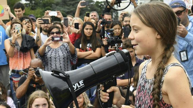 Greta Thunberg speaks at a climate protest outside the White House in Washington, DC. Picture: Nicholas Kamm / AFP