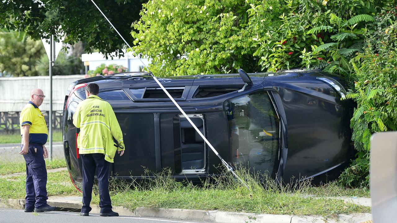 A woman was trapped in the wreckage of a vehicle following a two car crash in Townsville. The crash happened at the intersection of Elizabeth St and Alfred St in Aitkenvale. PICTURE: MATT TAYLOR.