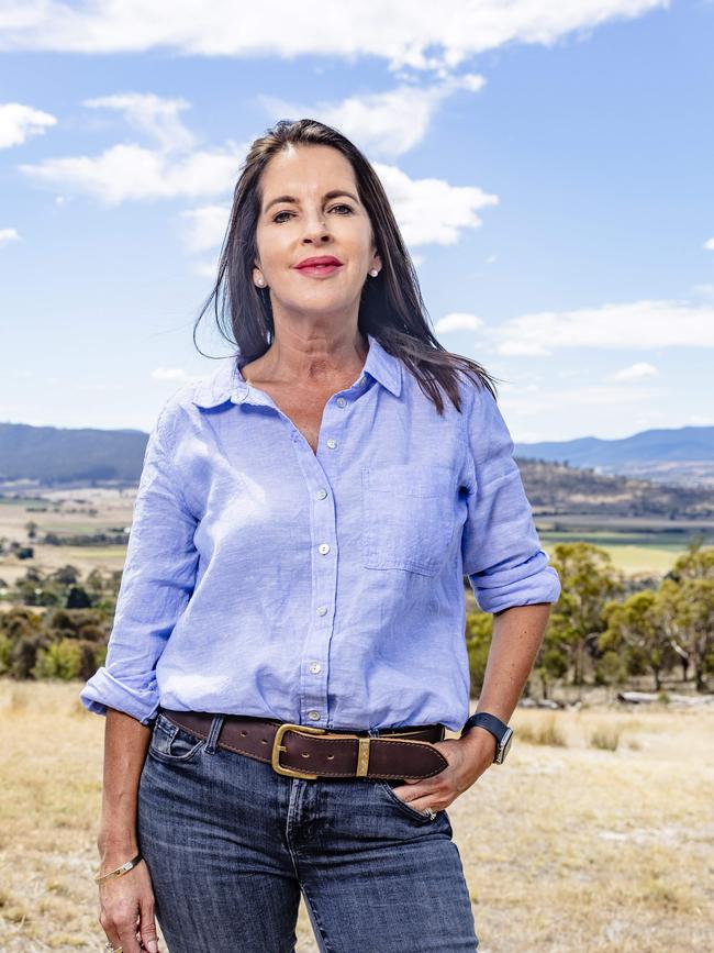 Tasmanian Liberal candidate for Lyons, Jane Howlett at her family property near Richmond. Picture: Linda Higginson