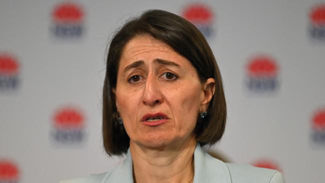 Premier Gladys Berejiklian’s ultimate humiliation has continued during the week. Picture: NCA NewsWire / Steven Saphore