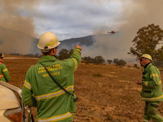 Crews at the Bayindeen-Rocky Rd fire. Picture: Forest Fire Management Victoria