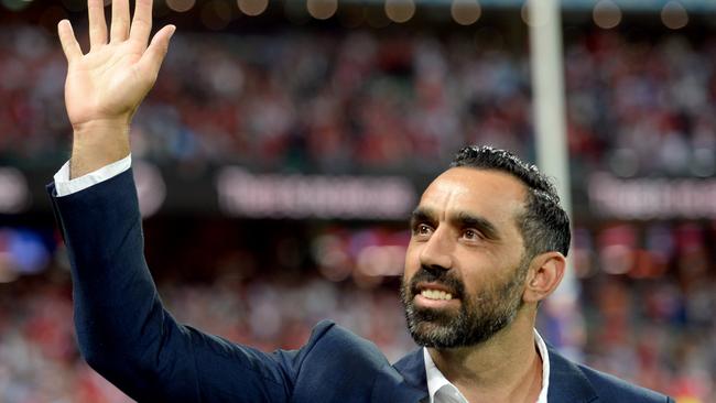 Adam Goodes during his lap of honour. Photo Jeremy Piper