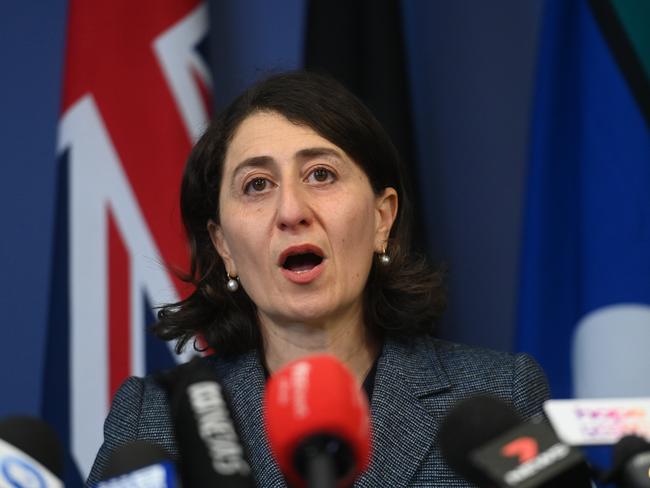 Then NSW Premier Gladys Berejiklian resigning on October 2, 2021. Picture: Jeremy Piper