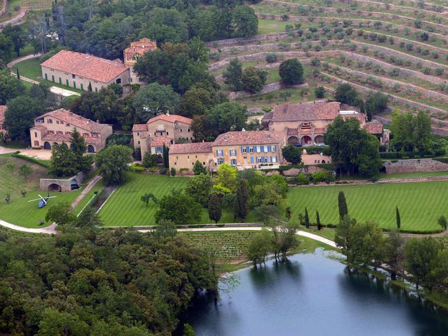 This file picture dated May 31, 2008 in Le Val, south-eastern France, shows an aerial view of the Chateau Miraval, a vineyard estate owned by US actors Brad Pitt and Angelina Jolie. Picture: AFP