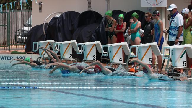 The start of the 14 years and over girl's 50 metre medley race at the FNQ Swimming Short Course Championships, held at the TAS Aquatic Centre. PICTURE: BRENDAN RADKE