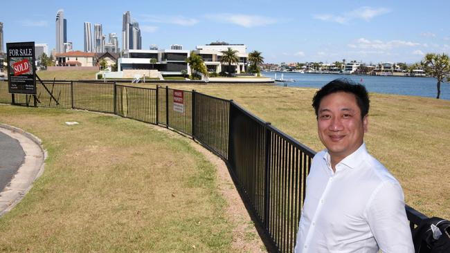 Tony Yan at the block at the end of Commodore Drive. Photo: Steve Holland