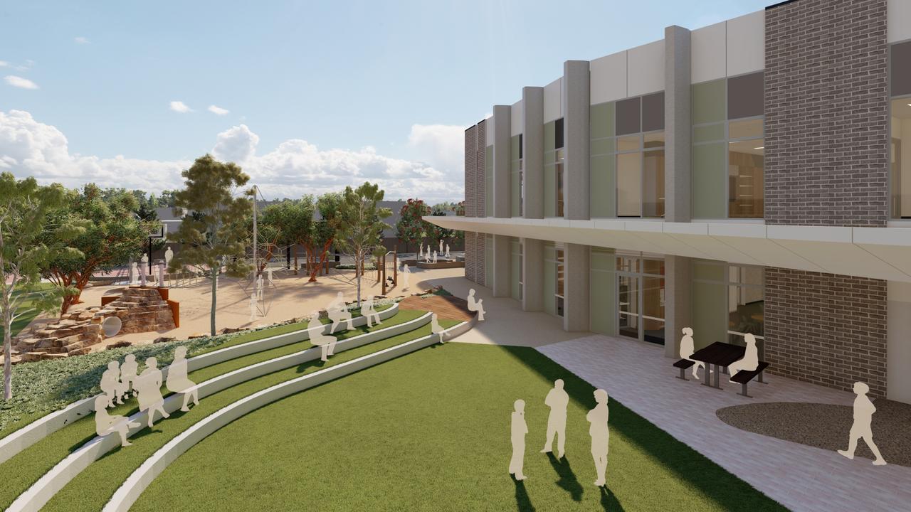 Architect’s impressions of one of the outdoor spaces on the Xavier College campus at Riverlea. Picture: Supplied.