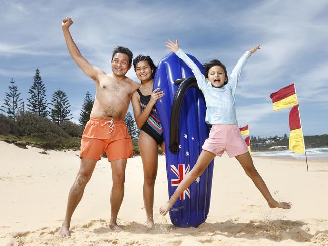 WEEKEND TELEGRAPH 24TH JANUARY 2025Pictured at South Curl Curl Beach in Sydney is Siddhartha Khandai with his kids Shruti and Aditi ahead of 2025 Australia Day.Picture: Richard Dobson