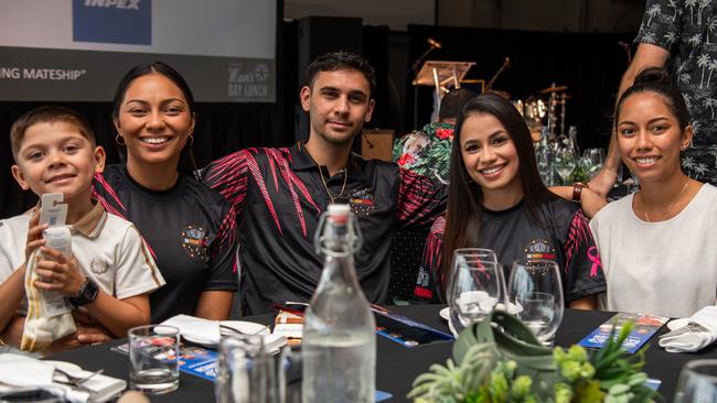 Josefa Tchong, Carlito Dante Rodrigues (owner), Nadia Tchong, Cecilia Bernardino and Josiah Rotumah from One Percent Program celebrates International Men's Day Lunch at the Darwin Turf Club Pavilion, Darwin. Picture: Pema Tamang Pakhrin