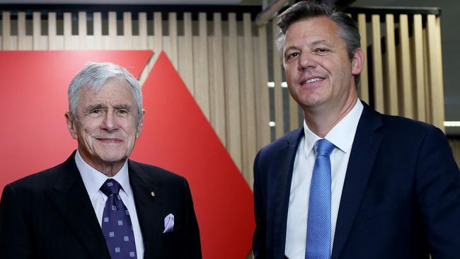 Seven West media boss Kerry Stokes with chief executive James Warburton. Picture: Nikki Short