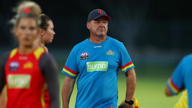 Head coach David Lake during a Gold Coast Suns AFLW training session on February 04, 2020 in Gold Coast, Australia. (Photo by Chris Hyde/Getty Images)