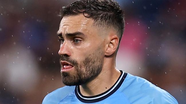 SYDNEY, AUSTRALIA - FEBRUARY 08: Anthony Caceres of Sydney controls the ball during the round 18 A-League Men match between Sydney FC and Western Sydney Wanderers at Allianz Stadium, on February 08, 2025, in Sydney, Australia. (Photo by Brendon Thorne/Getty Images)