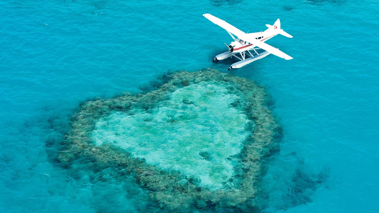 You’ll be able to visit Heart Reef on the fly and raft tour. Picture: GSL Aviation