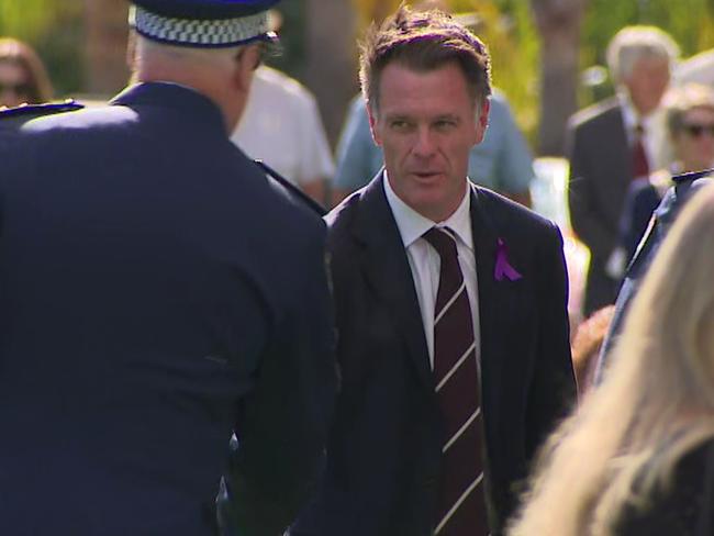 Mr Minns was among mourners who gathered for Molly Ticehurst’s funeral. Picture: 9News