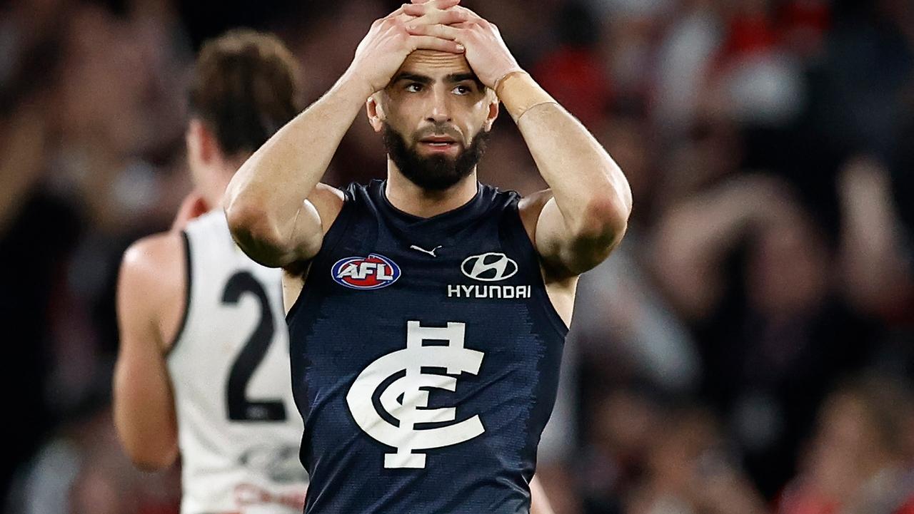 Adam Saad epitomised the Carlton players after the Blues’ loss to St Kilda. Picture: Michael Willson/AFL Photos via Getty Images